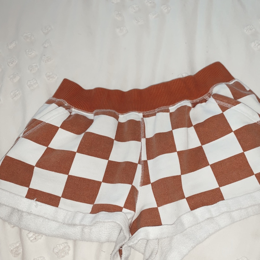 orange checkered urban shorts